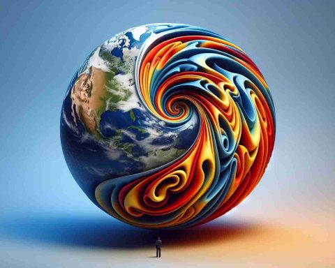 An abstract representation of global politics taking a surprising twist. It could show a 3D sphere—half covered with a globe's image showing different continents—and half sculptured as a swirling whirlpool demonstrating unexpected changes. Another part of the image could show a person viewing this phenomenon from a distance, suggesting the impact on the common man. All elements must be vibrant, highly detailed, rendered in a realistic style to give an impression of a high-definition photograph.