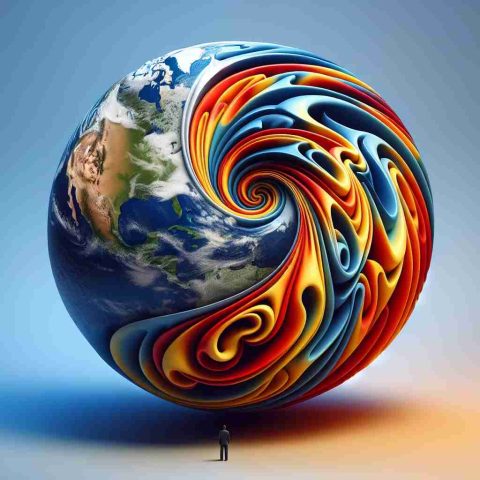 An abstract representation of global politics taking a surprising twist. It could show a 3D sphere—half covered with a globe's image showing different continents—and half sculptured as a swirling whirlpool demonstrating unexpected changes. Another part of the image could show a person viewing this phenomenon from a distance, suggesting the impact on the common man. All elements must be vibrant, highly detailed, rendered in a realistic style to give an impression of a high-definition photograph.