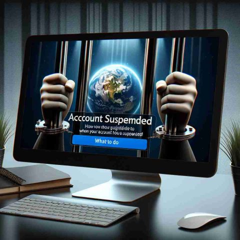 Create an image depicting an 'Account Suspended' notification on an HD computer screen, with a realistic quality. The image should be accompanied by relevant information and guidelines about what to do when your account is suspended, portrayed as if displayed on a webpage or notification panel.