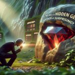 A high-definition, realistic image of a conceptual representation for the phrase 'Is This Stock a Hidden Gem? Discover a Surprising Opportunity'. The scene could entail an individual peering at a shiny gem concealed within a dense rock, symbolizing a valuable stock covered amidst average ones. The gem subtly glows to further illustrate its undiscovered potential. The scene is set in a lush green backdrop to represent the 'opportunity' part of the phrase, embodying growth and prosperity.