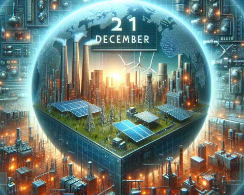 Generate a high-definition, realistic image representing a major energy transition or innovation. Highlight the significance of December so it's clear that a significant event or announcement in the field of energy is taking place during this month.