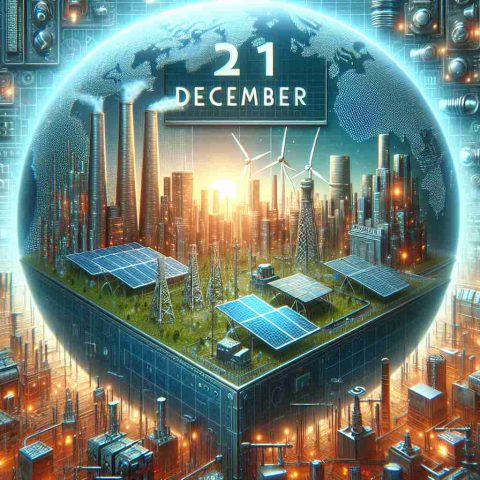 Generate a high-definition, realistic image representing a major energy transition or innovation. Highlight the significance of December so it's clear that a significant event or announcement in the field of energy is taking place during this month.