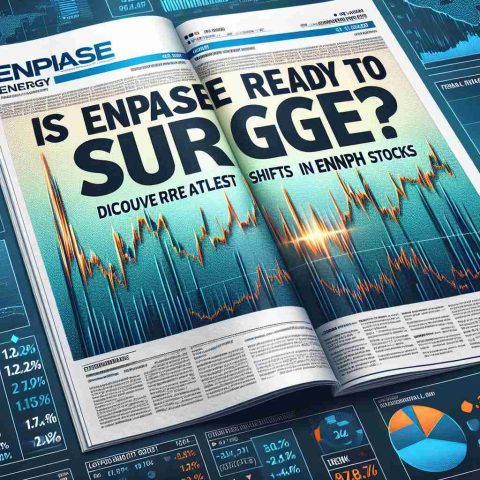 Generate a realistic HD image of a financial report styled page with bold headline stating 'Is Enphase Energy Ready to Surge? Discover the Latest Shifts in ENPH Stocks'. The picture should illustrate stock market graphs, bar charts, and trend lines demonstrating the recent shifts in ENPH stocks, with detailed analysis, numbers and percentages.