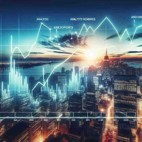 Create a realistic HD photo of a hypothetical financial scenario, subtly depicted through a rising line graph showing a favorable trend for a fictitious energy company named Gibson Energy. The chart should be presented on a background of an urban cityscape at dusk to symbolize the anticipation and trials of the stock market. Include an overlay of analyst remarks and insights, as if they have given their favorable opinions on the company's future.