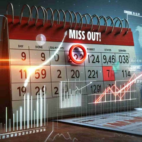 An image depicting the concept of a crucial date having an impact on earnings. The image is in high-definition and depicts a realistic scenario with distinct signs emphasizing the importance of the date. Perhaps a calendar marked with a red circle around a specific date, a graphical chart showing an increase in earnings linked to this date along with an eye-catching phrase, 'Don't Miss Out!', with added dramatic effect.