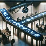 Generate a hyper-realistic, high-definition image representing the abstract concept of key influential figures secretively planning their next big moves, symbolized by a conveyer belt. The conveyer belt is filled with symbolic items representing different ideas and strategies, under a dimly lit room.