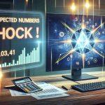 Generate a realistic high-definition image showcasing a surprising chart or graph with escalating numbers labeled as 'Unexpected Numbers Shock!' alongside a symbol or representation of Cardinal Energy. Add dramatic visual effects to represent a significant event or upheaval.