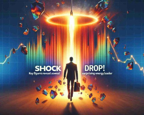 Generate a high-definition, realistic image of an energy company's press release or headline titled 'Shock Drop! Key Figures Reveal Surprising Turn for Energy Leader.' This could include a dramatic chart or graph illustrating a sudden decline, and possibly a logo or branding of a generic, non-specific energy company. The image should evoke the tone of surprise and potentially concern about these developments in the energy sector.