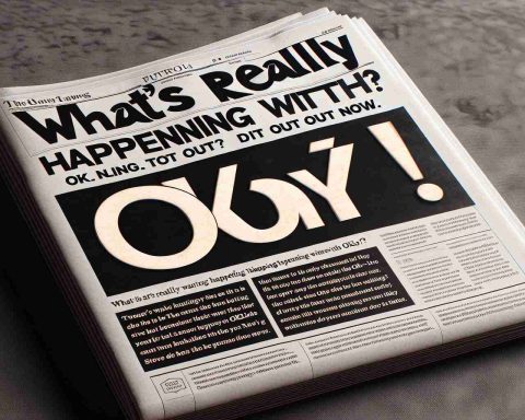 A realistic high-definition image of a news headline that reads 'What’s Really Happening with Oklo? Find Out Now.' The headline is styled in bold, black typographic font, set against the background of a newspaper-themed texture. The layout mimics the eye-catchy design of a typical front-page news headline section.