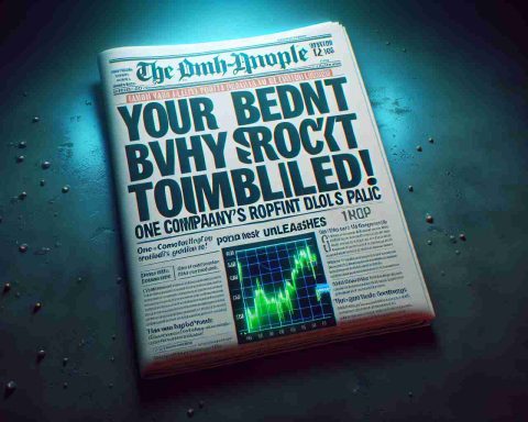 Generate a realistic high-definition image of a newspaper headline that reads 'You Won't Believe Why Stocks Tumbled! One Company's Profit Drop Unleashes Panic.'