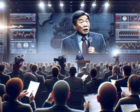 A High-Definition realistic image showing a hypothetical scene where a large energy company is having a massive press conference. The CEO, a middle-aged Asian man, stands on the stage, microphone in hand with a surprising expression on his face. The high-tech screens behind him display some groundbreaking announcements. The crowd of journalists, made up of diverse men and women, scribble frantic notes and take pictures, their expressions a mixture of shock and excitement. The room is buzzing with anticipation for the company's next big decision.