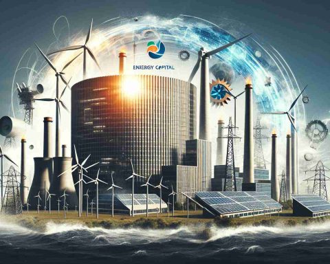 An imaginative depiction of Energy Capital Partners LLC as a powerhouse in the energy sector. This could illustrate a symbolic representation of the company as a massive and advanced power plant, with various energy production units such as wind turbines, solar panels, hydroelectric dams and natural gas facilities. In the background, there might be a towering corporate office building with the company logo, showing the management side of the company. The image should embody the dynamism and power of this energy investment firm.