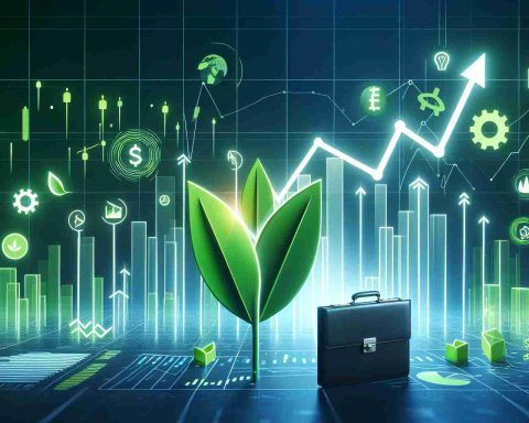 An image that visually represents the idea of potentially boosting a green energy stock portfolio. This could include symbols such as a green leaf signifying green energy, a rising trend line or graph portraying the concept of 'boosting', and a portfolio folder or briefcase symbolising stock investment. Make it high-definition and realistic, with a modern aesthetic and a sense of optimism and possibility.