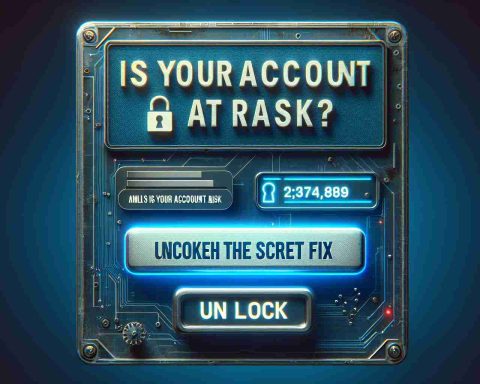 High-definition image of a digital notice posing the question 'Is Your Account at Risk?' and a button labeled 'Unlock the Secret Fix'