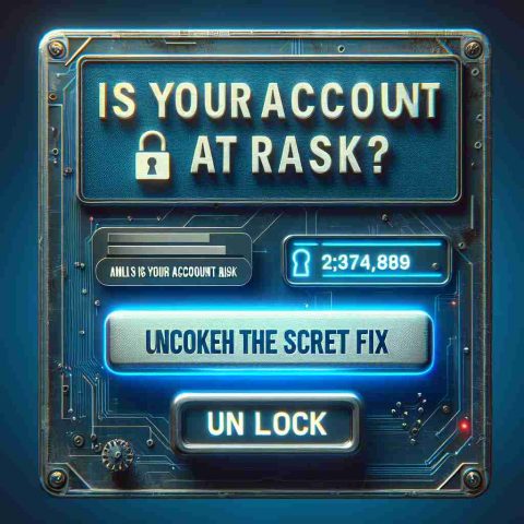 High-definition image of a digital notice posing the question 'Is Your Account at Risk?' and a button labeled 'Unlock the Secret Fix'