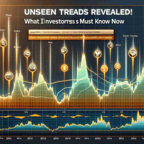 High-quality realistic image of a graph showing Amazon's stock price over a period, highlighting unseen trends. The graph should contain various peak and bottom points, indicating the fluctuations in price. There should be eye-catching markers or pop-outs revealing interesting trends or patterns. A headline at the top should read, 'Unseen Trends Revealed! What Investors Must Know Now'. Include annotations for insights or tips for investors.