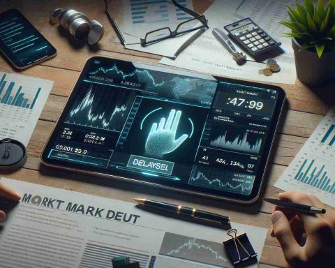 Generate a realistically depicted, high-definition image that represents the drama unfolding around a prominent anonymous tech giant delaying its stock market debut. The frame should capture the anticipation and buzz of the situation, perhaps a digital countdown timer on a screen being paused, some paperwork with the words 'Market Debut', and a scatter of stock market graphs and charts in the background.