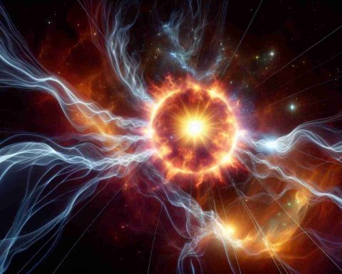 Create a high-definition, realistic image of energy shockwaves emanating from a sun-like star in space. Combine this with a textual question to create a sense of intrigue: 'What's happening to the star?'.