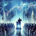 A realistic HD image displaying the considerable influence of a comeback by a prominent political figure on the world markets. The image represents the global financial market fluctuations with graphs and charts bouncing back and reflecting significant positive growth after a serious downturn. The figure should not be specifically identifiable, but denoted as a silhouette giving a powerful speech, surrounded by an animated crowd and towering skyscrapers, symbolizing the thriving economy.