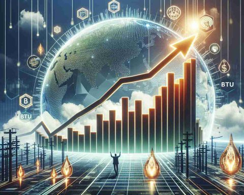 A high-definition and realistic visual representation of BTU stock price experiencing an upward surge, symbolizing the global energy transformation. The image should depict the data in the form of a graph or chart, with marked upward slopes to indicate the increase. Additionally, there should be visually distinct markers or symbols unveiling the hidden catalysts that pushed this rise. Please note that all of these should just be creative, symbolic representations and not actual data.