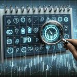 High-definition illustration of a metaphorical concept where a calendar with identifiable symbols for different financial periods represents the best timing to sell IPO shares. The image features a magnifying glass hovering over the calendar indicating meticulous timing analysis. The surroundings are decorated with stock market imagery like line graphs, pie charts, and stock tickers. No specific company's name or logo should be present to adhere to copyright rules.