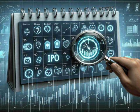 High-definition illustration of a metaphorical concept where a calendar with identifiable symbols for different financial periods represents the best timing to sell IPO shares. The image features a magnifying glass hovering over the calendar indicating meticulous timing analysis. The surroundings are decorated with stock market imagery like line graphs, pie charts, and stock tickers. No specific company's name or logo should be present to adhere to copyright rules.