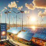 An ultra-high-definition realistic image capturing the theme of future investment in clean energy. The scene is set with a clear blue sky as the background, signifying a cleaner future. Prominent in the frame, an array of solar panels are tilted towards the sun, capturing its radiant energy. In the distance, wind turbines elegantly dot the landscape, their blades whirling in the breeze. A signboard nearby reads 'Invest in the Future - Discover the Untapped Potential of Clean Energy'. Representation of different ethnicities of both genders can be seen actively involved in this project, visually conveying inclusivity and shared ownership of the future.