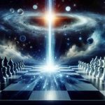 A realistic, high-definition image representing the concept of Empyrean Energy making a game-changing move. Perhaps it can be depicted as a beam of pure light, impacting a chess board and altering the game's dynamics.