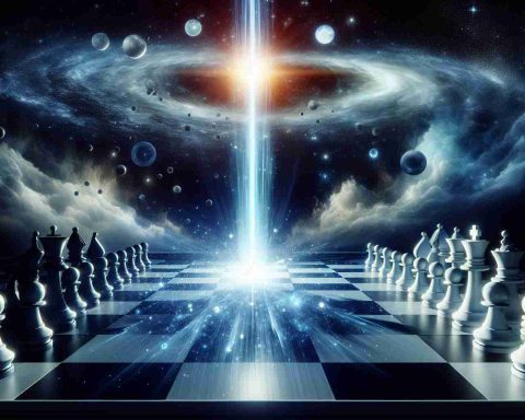 A realistic, high-definition image representing the concept of Empyrean Energy making a game-changing move. Perhaps it can be depicted as a beam of pure light, impacting a chess board and altering the game's dynamics.