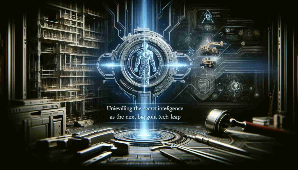 A high-definition image showcasing an abstract concept of artificial intelligence as the secret weapon for contractor solutions. The image could portray a futuristic interface, with advanced algorithms depicted as holograms or light beams, and construction tools. The logo of the system could be a metallic emblem with a titan figure. A tagline 'Unveiling the Next Big Tech Leap' could be prominently displayed.