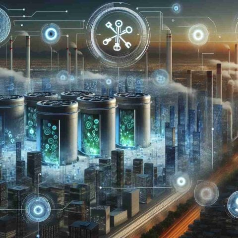 Generate a high-definition, realistic imagery symbolizing future potential of fuel cell energy technology. The scene may include futuristic urban landscapes powered by fuel cells, currency signs indicating investment potentials, and keys signifying opportunities being unlocked.