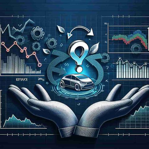 An accurate, high-definition illustration representing changes in an investment portfolio. This includes elements such as graphs and numbers depicting a decrease in shares of an electric car manufacturer, with an emphasis on the mystery surrounding this decision. Please avoid corporate logos.