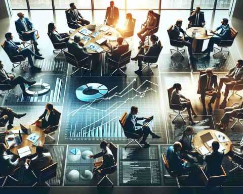 A high-definition realistic image representing the concept of corporate insiders making a bold move. It can include elements like office scenes where strategic discussions are happening, graphs and charts depicting growth or strong performance, and business executives, of varying genders and descents including Caucasian, Hispanic, Black, Middle-Eastern, South Asian, White, having a meeting or deep in discussion. Make sure to depict a sense of excitement and anticipation to reflect the all-in attitude.