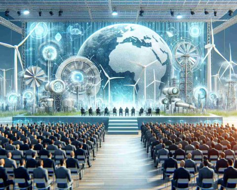 A realistic, high definition picture of an enormous public investment being unveiled that shows numerous futuristic alternative energy sources. The scene is filled with excitement and anticipation, with people eagerly looking forward to the developments ahead in the clean energy industry. This event showcases wind turbines, solar panels, and sustainable electricity technologies to signify the major shift in energy production across the globe.