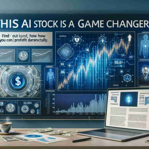 Create a realistic, high-definition image of a business-oriented scene with the headline 'This AI Stock is a Game Changer! Find Out How You Can Profit Dramatically'. The layout should include stock graphs showing a dramatic rise, artificial intelligence icons and representations, and symbols of monetary gain, all brought together in a stylish and engaging layout. The overall tone should inspire confidence and excitement in investing potential.