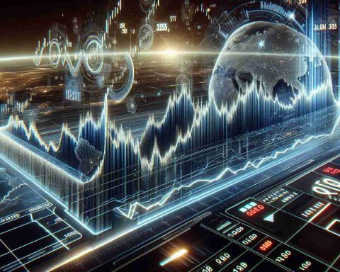 Ultra-high resolution, realistic scene depicting anxious market trends: the fluctuating line graph of a key financial index level hovers uncertainly on the edge of a significant level, indicating an imminent potential shift. The graph is surrounded by various stock market symbols, and is displayed on a futuristic digital interface, reminiscent of a next-gen trading desk. The overall mood of the image is precarious and filled with anticipation, symbolizing the fragile balance of today's volatile economy.