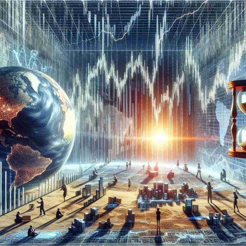 An imagined high-definition digital illustration that conveys the concept of a significant turn of events in stock trading, more specifically focusing on a leading technology company's stocks. The scene hints at global ramifications, subtly reflecting on what potential changes it could bring to our daily lives. The perspective could imply elements such as stock charts crashing dramatically, people around the world following the news in various settings (at home, in public spaces), and symbolic objects representing transformative change (e.g. a hourglass turning).