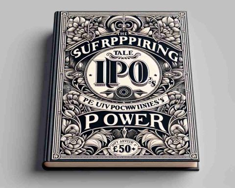 An ultra high definition, realistic representation of a graphically designed cover featuring the fictional narrative titled 'The Surprising Tale of R Power's IPO'. The cover is intricately decorated to embody the essence of surprising discoveries and untold stories about an initial public offering event. The title is boldly presented in a captivating font, grabbing the viewer's attention.