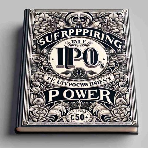 An ultra high definition, realistic representation of a graphically designed cover featuring the fictional narrative titled 'The Surprising Tale of R Power's IPO'. The cover is intricately decorated to embody the essence of surprising discoveries and untold stories about an initial public offering event. The title is boldly presented in a captivating font, grabbing the viewer's attention.