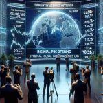 High definition realistic rendering of a news event revealing an investment opportunity. The image should highlight the initial public offering (IPO) of an imaginary corporation, named 'Tembo Global Industries Ltd'. The depiction should give a sense of intrigue, market buzz, and potential profit, but without any specific financial advice or figures.