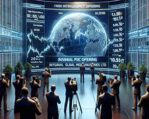 High definition realistic rendering of a news event revealing an investment opportunity. The image should highlight the initial public offering (IPO) of an imaginary corporation, named 'Tembo Global Industries Ltd'. The depiction should give a sense of intrigue, market buzz, and potential profit, but without any specific financial advice or figures.