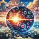 Visual representation of a medical revolution in cancer therapy. Depict the innovation as a bright sunrise on the horizon, symbolizing hope and change. Overlay the scene with various elements of technology and medical imagery such as DNA helix, microscopes, petri dishes, and magnified cells. Include an abstract symbol or infographic indicating a rising stock market or initial public offering (IPO) soaring into the sky, capturing the sense of momentum and transformative potential. This should be in the style of a high-definition realism highlighting the importance of the subject matter.
