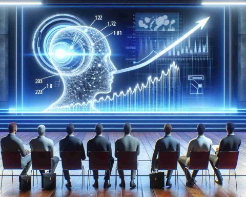 A high-definition realistic representation of the metaphorical 'growth' of a hypothetical music identification technology company, symbolized by a graph showing a steady upward curve. The scene also shows investors visibly taken aback, exhibiting cautious facial expressions as they observe the growth chart.