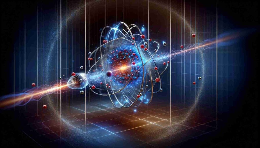 Create a realistic high-definition image that represents the concept of 'Quantum Leap' in the context of physics. The image should indicate a new discovery or insight relating to electron transfer. Imagine this as a visualization of an electron leaping from one energy level to another in an atom, a process that should be detailed with new, groundbreaking elements that suggest an advanced understanding of this quantum phenomenon.