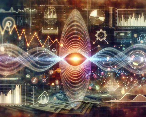 An illustrative, high-definition concept image capturing the intersection of quantum physics and investment. It entails a transition or 'quantum leap' indicating the potential of a company named IonQ to bring about a dramatic change in the field of computing. The scene blends elements of quantum mechanics, such as particles and waveforms, with symbols of investment such as charts, graphs, and money.