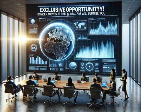 A realistic, high-definition image showcasing a corporate setting related to a global firm. The scene should contain elements of surprise, perhaps through business charts spiking unexpectedly, or an employee preparing an innovative presentation. The phrase 'Exclusive Opportunity! Insider Moves at This Global Firm Will Surprise You' is clearly visible on the top of the image.