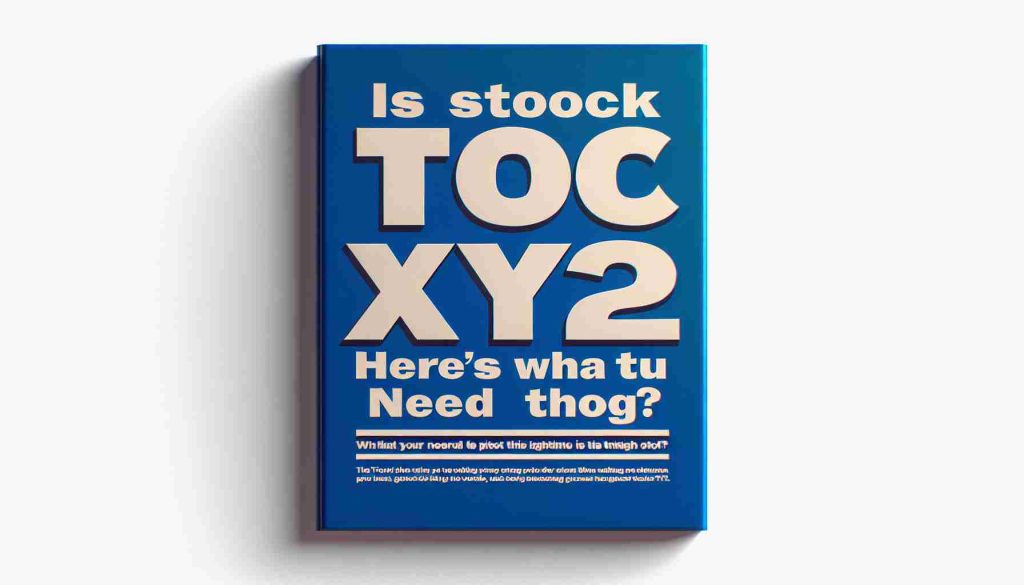 Generate a realistic HD image of a headline reading 'Is Stock XYZ the Next Big Thing? Here's What You Need to Know', with the text appearing on a white background. The headline should be bold and prominent, with a question mark in the middle, while the rest of the text appearing distinctly but slightly smaller. The color of the text should be a deep, vibrant blue.