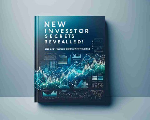 Generate a realistic high-definition photograph depicting the cover of a financial guide titled 'New Investor Secrets Revealed! Discover Hidden Growth Opportunities'. The cover should exude a sense of professionalism and expertise, containing financial and investment related images such as charts, graphs, and market analyses. The primary colors for the cover should be a mix of blues and greens, symbolizing growth and stability in the financial sector.