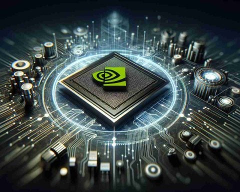 A high-definition, realistic image representing the concept of Nvidia's innovative revolution. This revolution is not limited to computer chips, but includes a broader scope. The focus should be on abstract symbols and elements representing innovative technology, progress, transformation, and digital revolution. No actual logos or copyrighted material should be used, instead, the image should capture the essence of technological advancement.