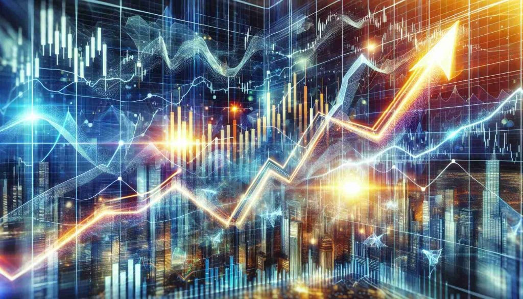 Generate a high-definition photo realistically illustrating a booming stock market with upward-moving graphs and charts. The graphics should depict dynamic, exponential growth suggesting positive investment opportunities that one simply can't ignore.